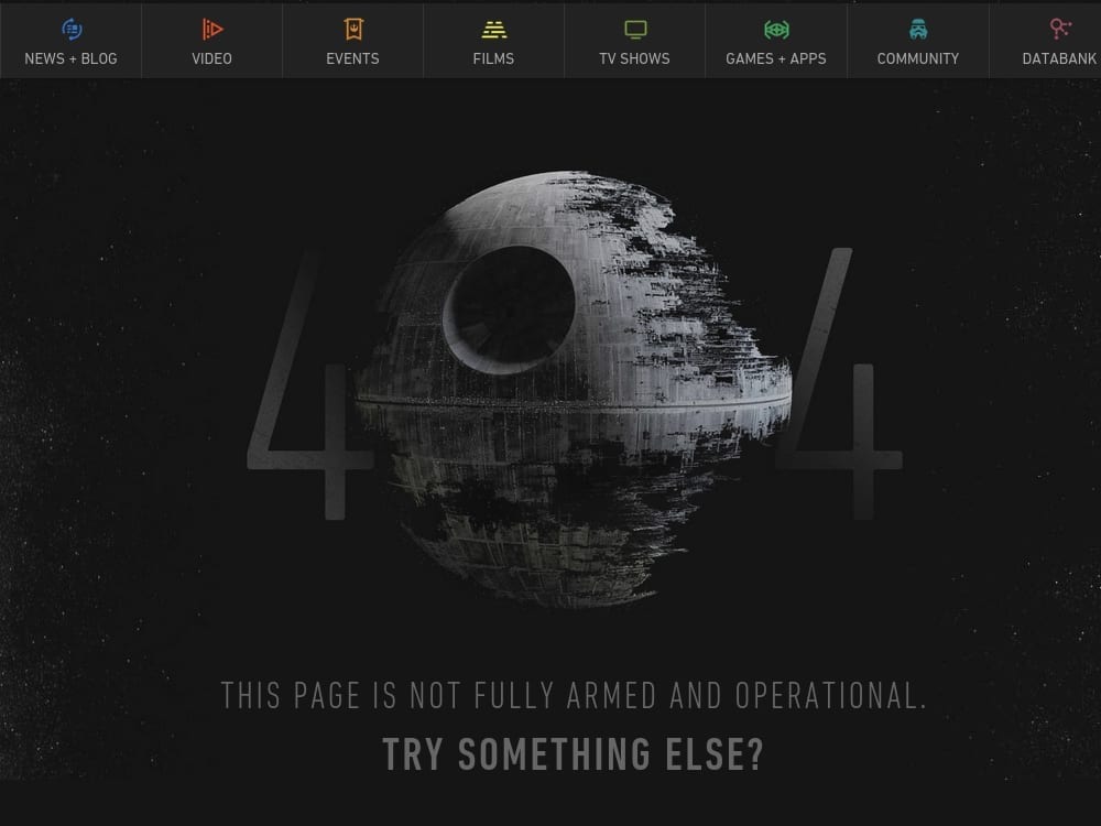 star wars 404 page design