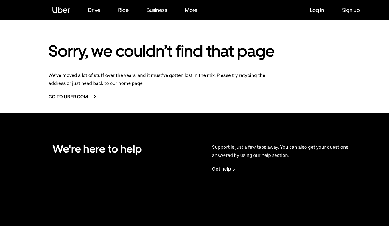 uber 404 page design